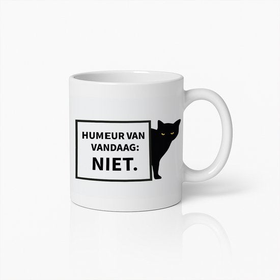 Grappige Zwarte Kat Mok β βNiet Vandaagβ Beker voor Kattenliefhebbers en Sarcastische Ochtenden
