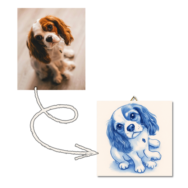 Delfts blauw tegeltje met jouw huisdier!