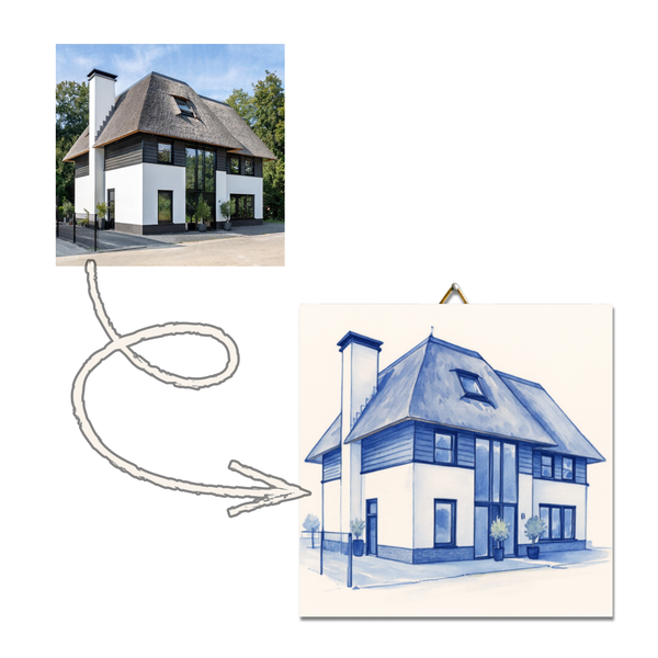 Delfts blauw tegeltje met jouw huis!