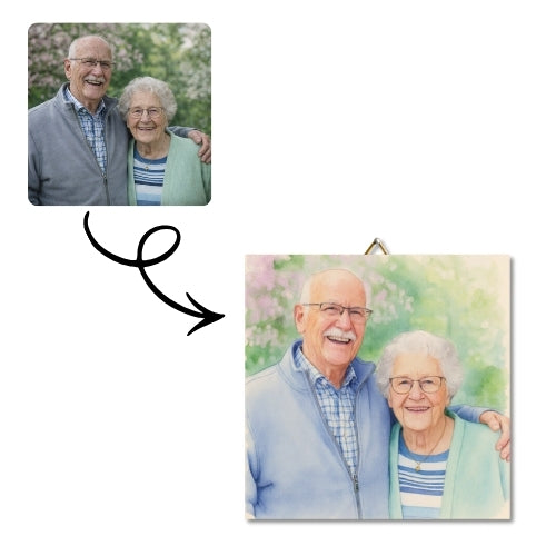 Jouw foto in waterverf style op een tegeltje!