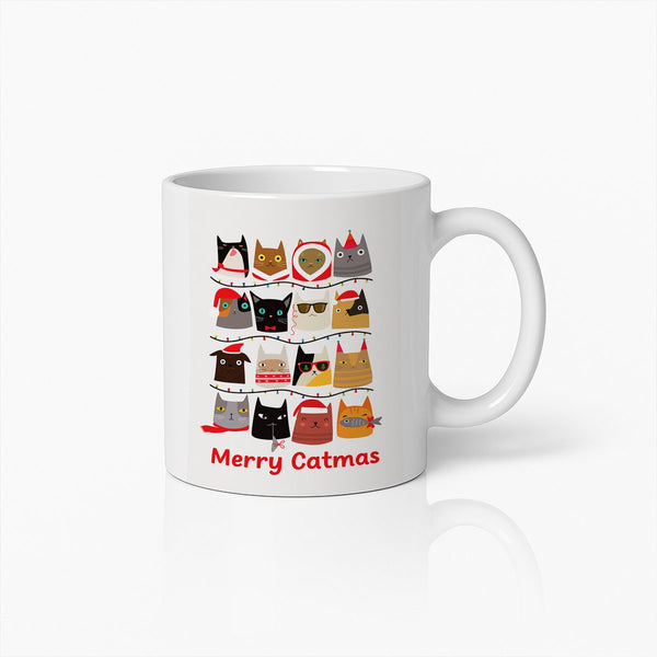 Merry Catmas Mok 330ml – Grappige Kerst Katten Koffiebeker