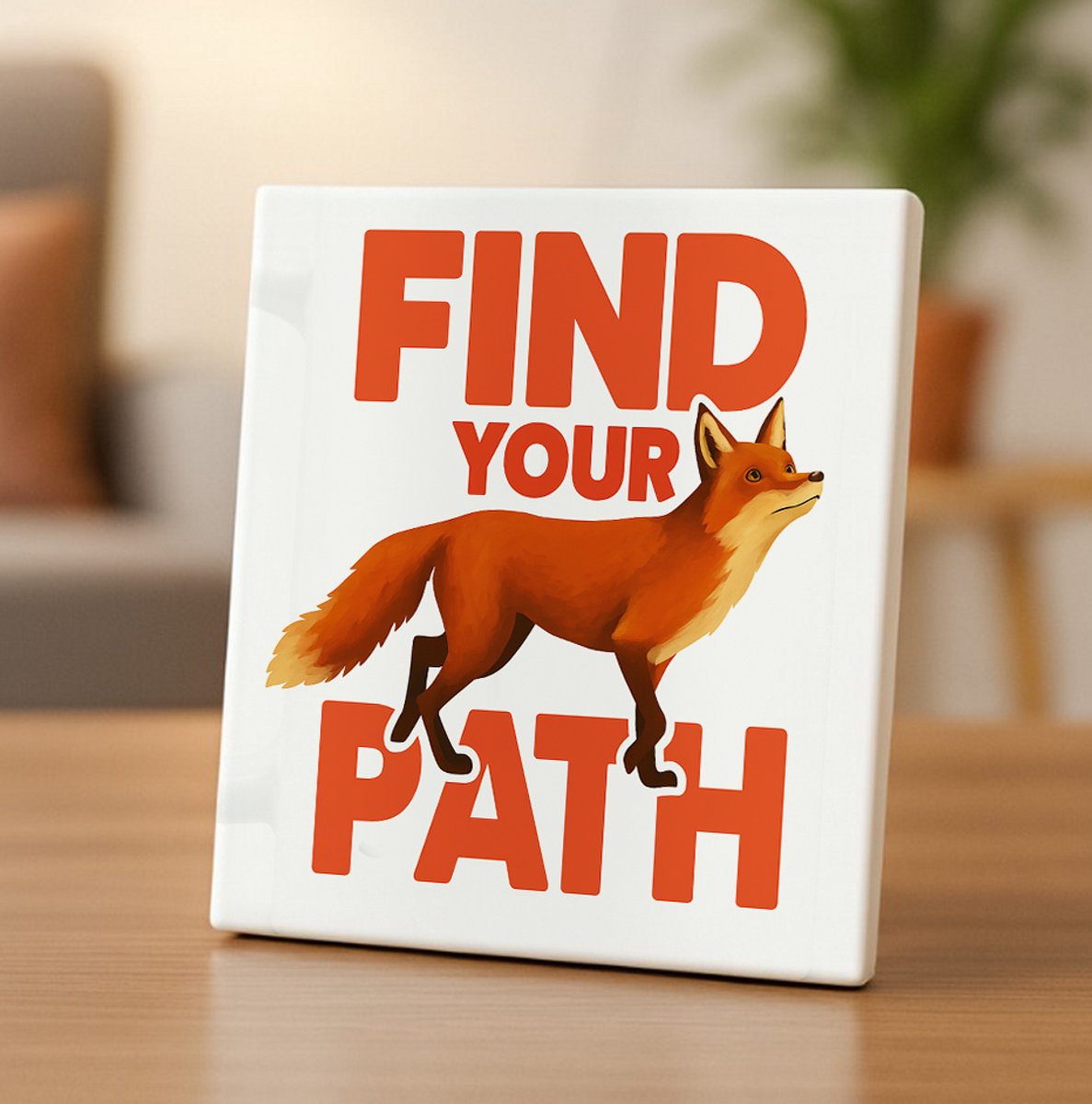 Find Your Path Vos Tegel – 15x15cm Inspirerende Keramische Wanddecoratie – Motiverend Dierontwerp voor Huis, Kantoor of Cadeau