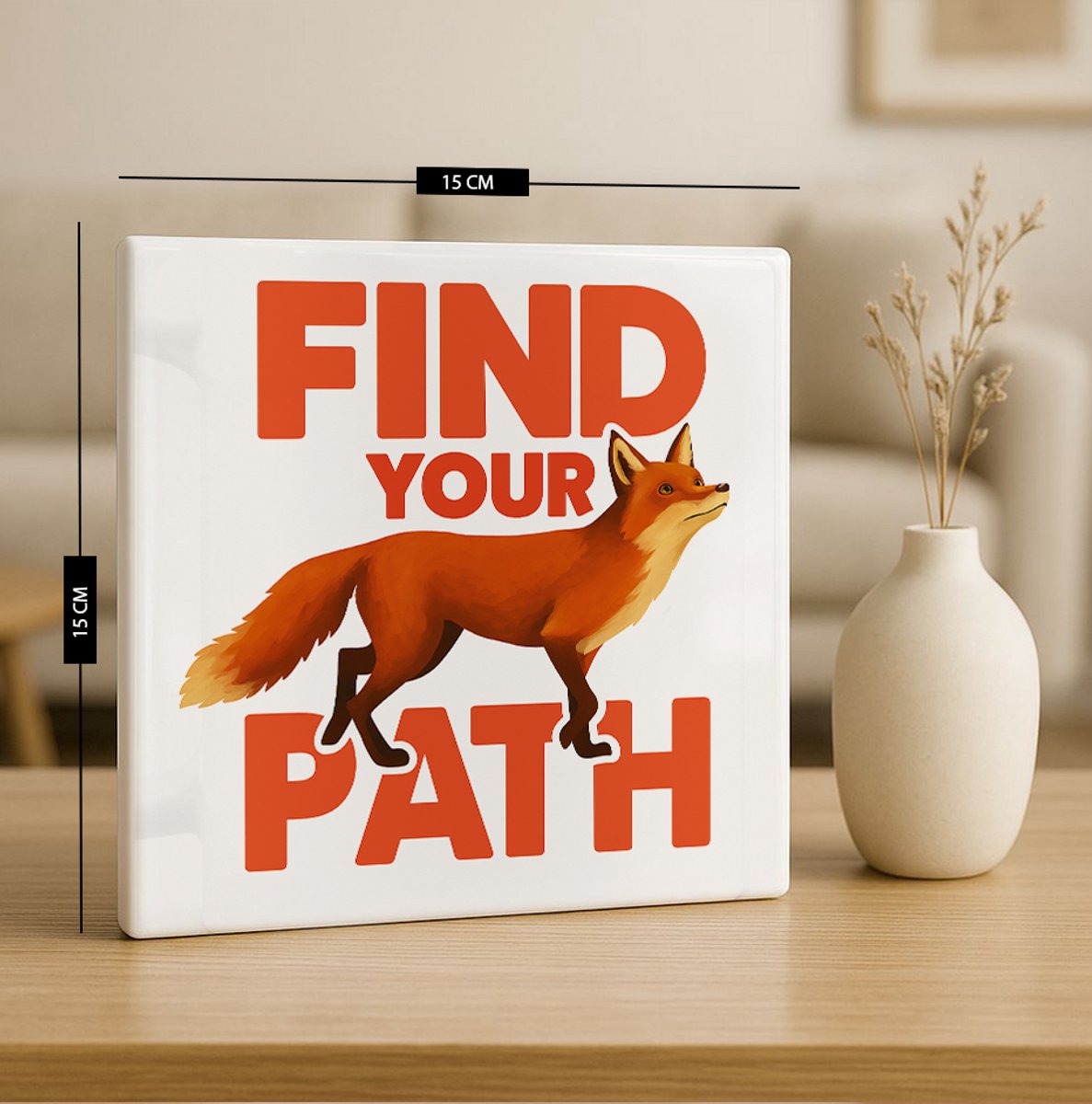 Find Your Path Vos Tegel – 15x15cm Inspirerende Keramische Wanddecoratie – Motiverend Dierontwerp voor Huis, Kantoor of Cadeau