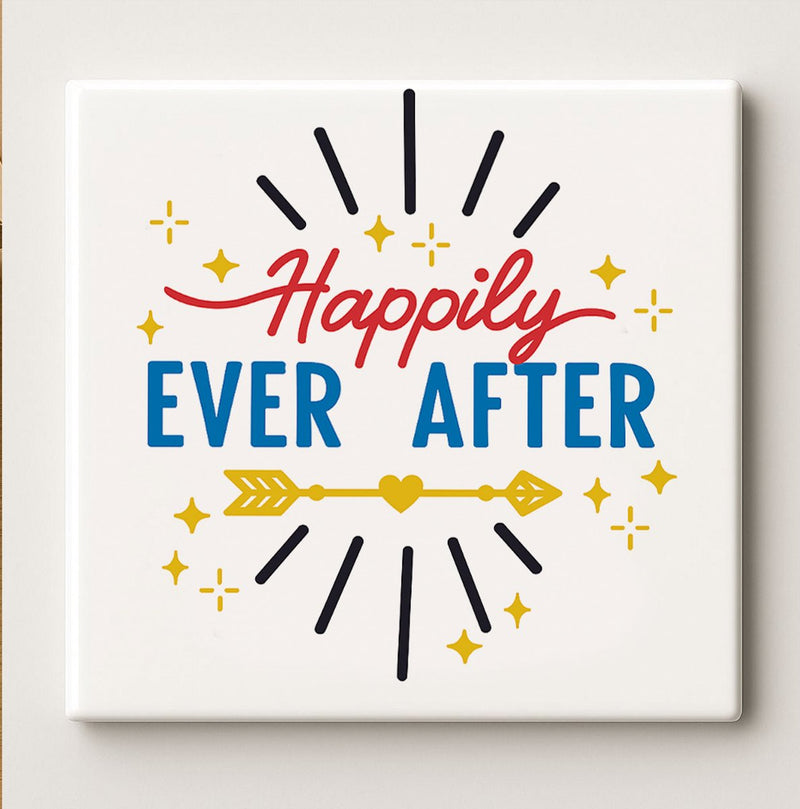 Happily Ever After Tegel – 15x15cm Romantische Keramische Wanddecoratie – Perfect Huwelijks-, Jubileum- of Stel Cadeau voor Thuisdecoratie