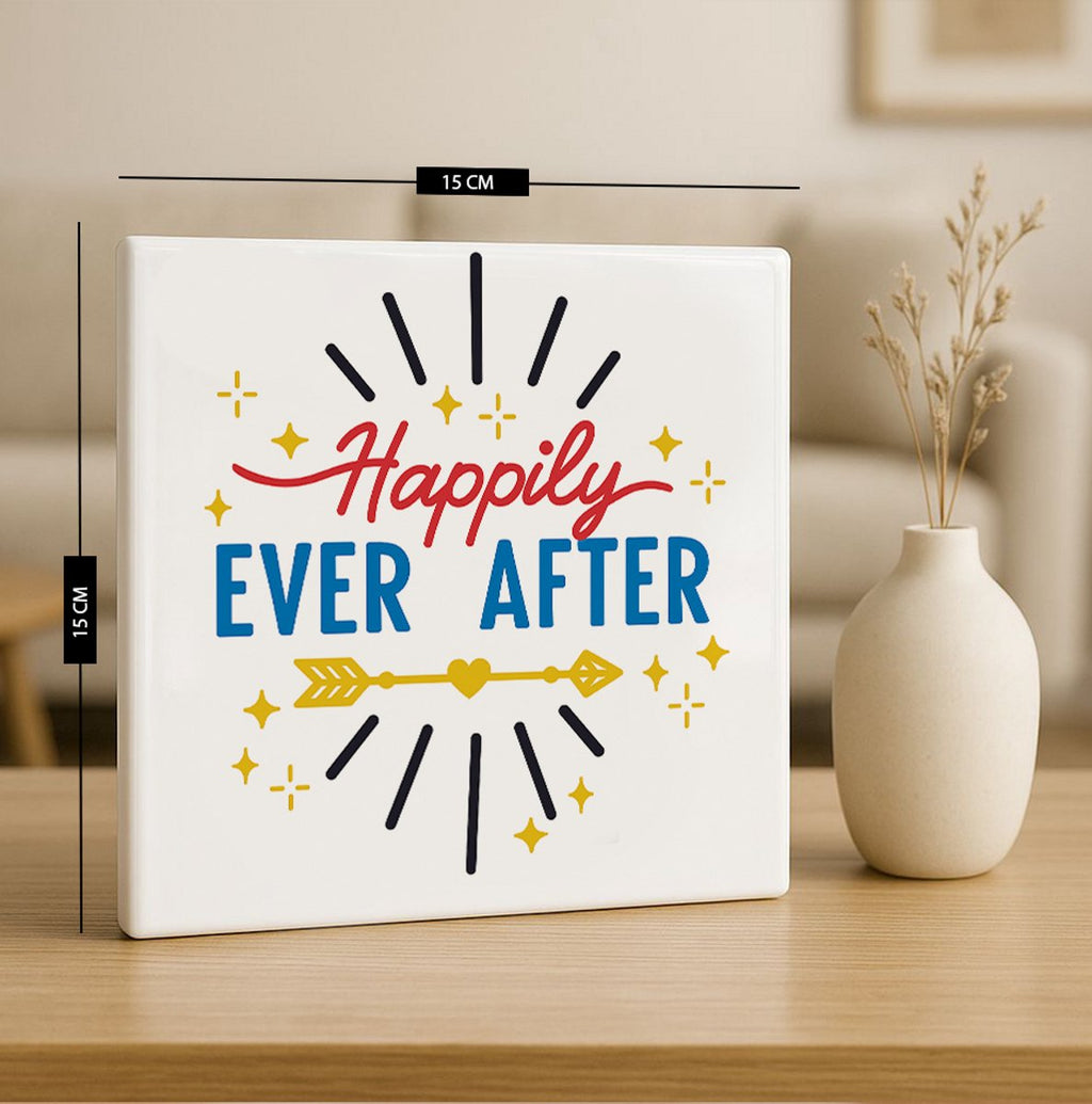 Happily Ever After Tegel – 15x15cm Romantische Keramische Wanddecoratie – Perfect Huwelijks-, Jubileum- of Stel Cadeau voor Thuisdecoratie