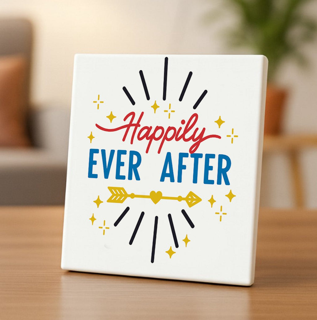 Happily Ever After Tegel – 15x15cm Romantische Keramische Wanddecoratie – Perfect Huwelijks-, Jubileum- of Stel Cadeau voor Thuisdecoratie
