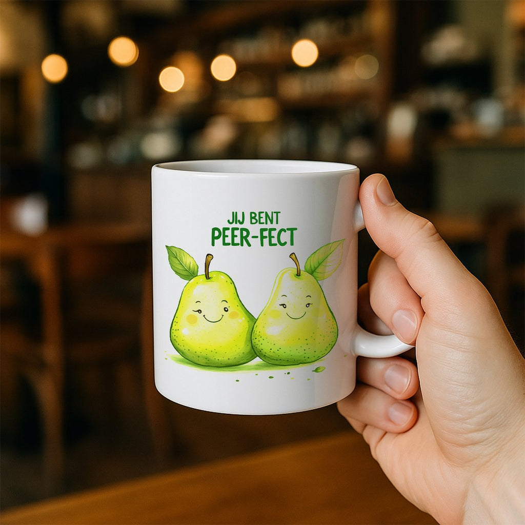 Schattige Peer Woordspeling Mok 330ml – “Jij Bent Peer-fect” – Lief Cadeau Voor Fruitliefhebbers en Gezellige Koffiemomenten