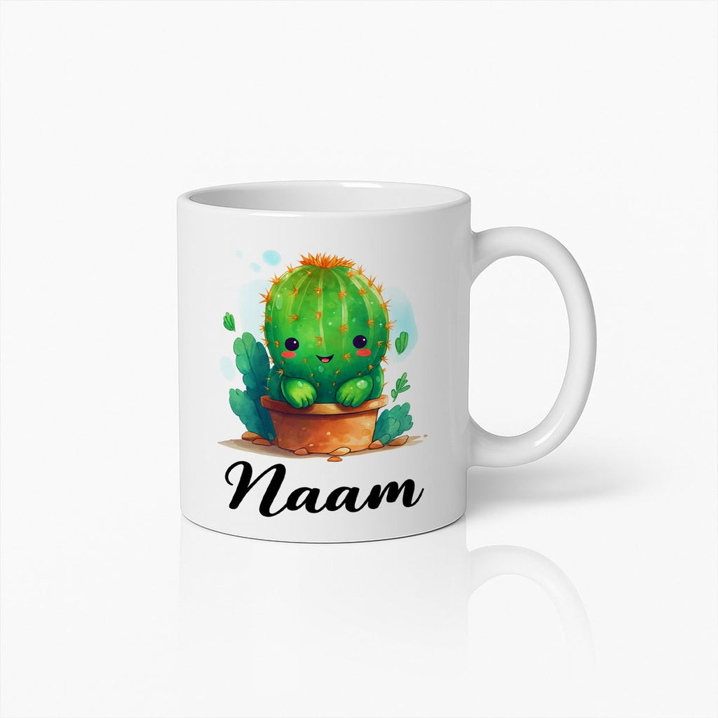Schattige Cactus Gepersonaliseerde Naam Mok – Liefhebbers Koffiebeker voor Plantenfans