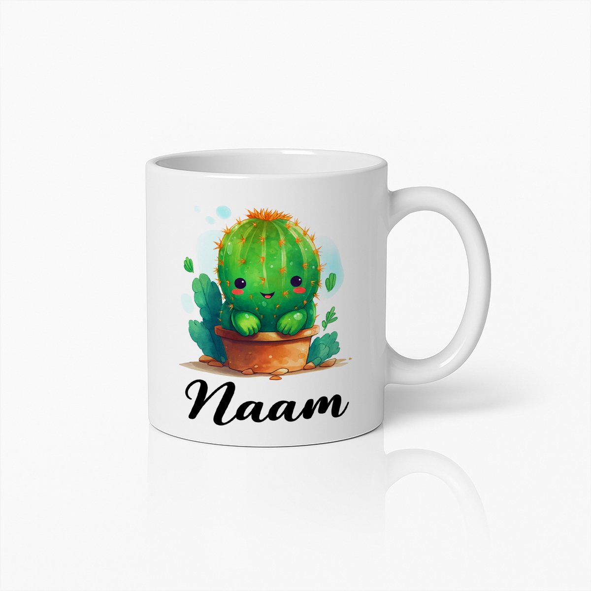 Schattige Cactus Gepersonaliseerde Naam Mok – Liefhebbers Koffiebeker voor Plantenfans
