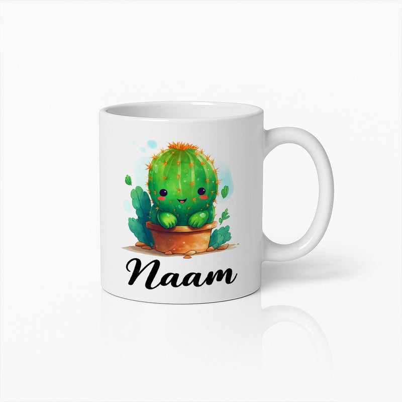 Schattige Cactus Gepersonaliseerde Naam Mok – Liefhebbers Koffiebeker voor Plantenfans