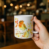 Herfst Roodborstje Keramische Koffiemok – Prachtige Natuur Geïnspireerde Theemok