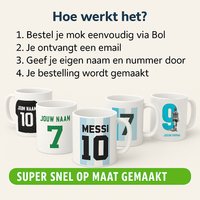Feyenoord Gepersonaliseerde Voetbal Mok | Keramische Beker met Eigen Naam & Nummer Rood Wit | Ideaal Cadeau voor Feyenoord Fans 330ml