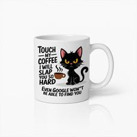 Grappige Zwarte Kat Koffiemok - Raak Mijn Koffie Aan, Ik Sla Je Hard - Uniek Cadeau Voor Kattenliefhebbers & Koffiefans