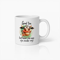 Grappige Koffiemok met Lachende Koe Cartoon – "Geef Toe, Het Leven Zou Saai Zijn Zonder Mij" Tekst – Humoristisch Cadeau voor Vrienden & Collega’s