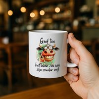 Grappige Koffiemok met Lachende Koe Cartoon – "Geef Toe, Het Leven Zou Saai Zijn Zonder Mij" Tekst – Humoristisch Cadeau voor Vrienden & Collega’s