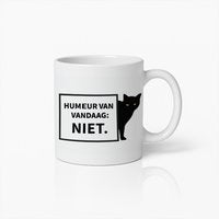 Grappige Zwarte Kat Mok – ‘Niet Vandaag’ Beker voor Kattenliefhebbers en Sarcastische Ochtenden