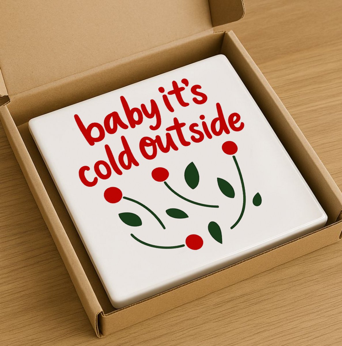 Baby It’s Cold Outside Tegel – 15x15 cm Keramische Wanddecoratie