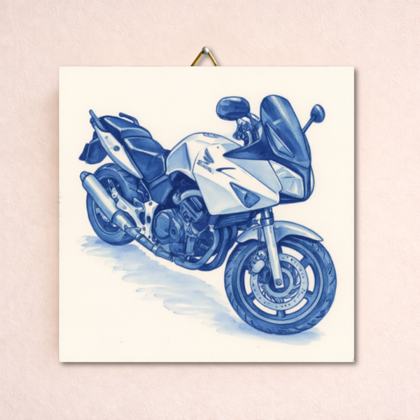 Delfts blauw tegeltje met jouw motor!