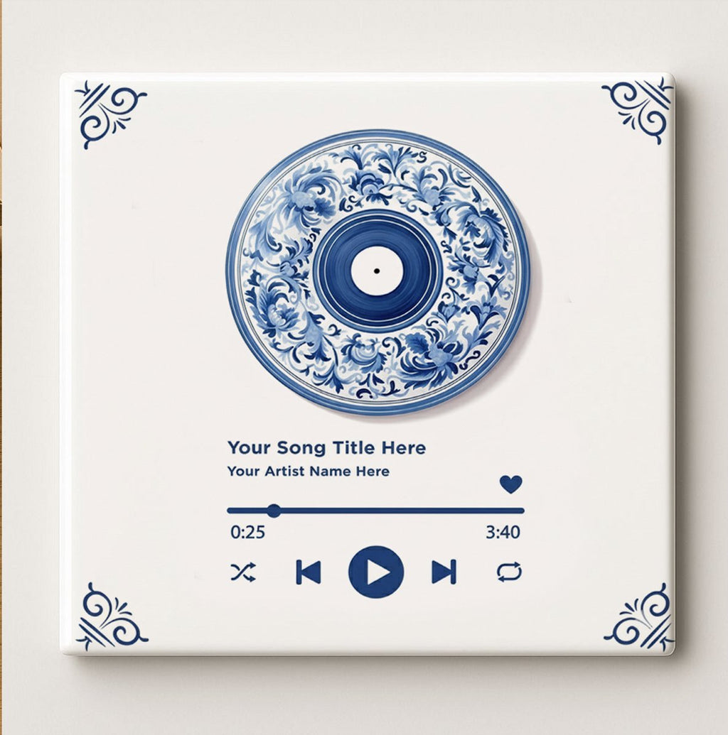 Gepersonaliseerde Song Tegel 15x15cm – Muziekspeler Ontwerp Keramische Tegel met Eigen Lied