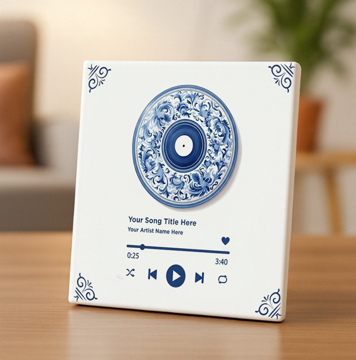 Gepersonaliseerde Song Tegel 15x15cm – Muziekspeler Ontwerp Keramische Tegel met Eigen Lied