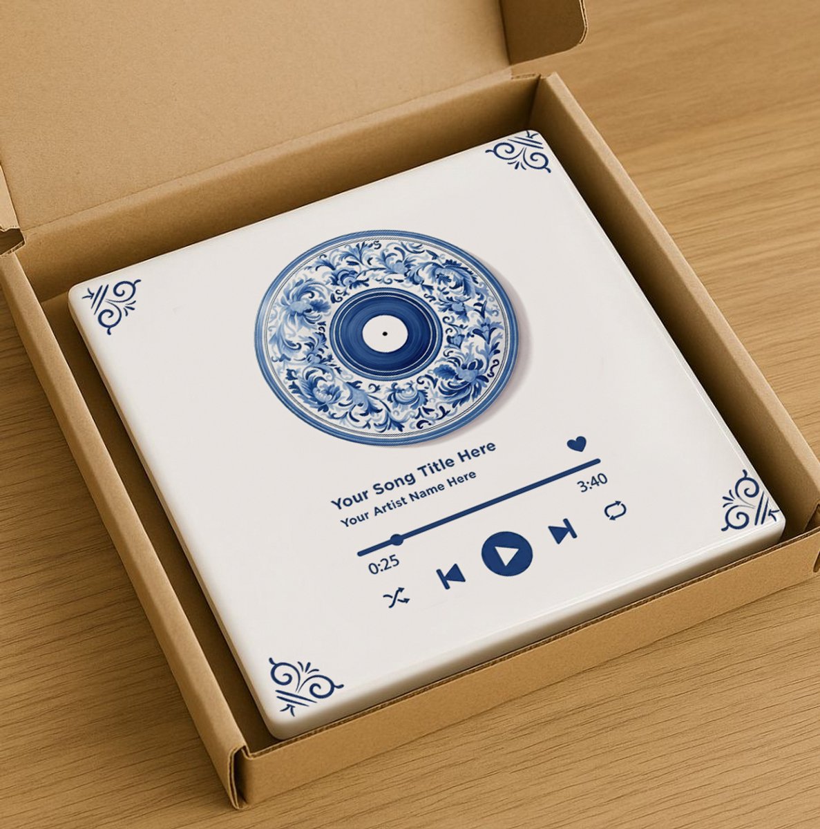 Gepersonaliseerde Song Tegel 15x15cm – Muziekspeler Ontwerp Keramische Tegel met Eigen Lied