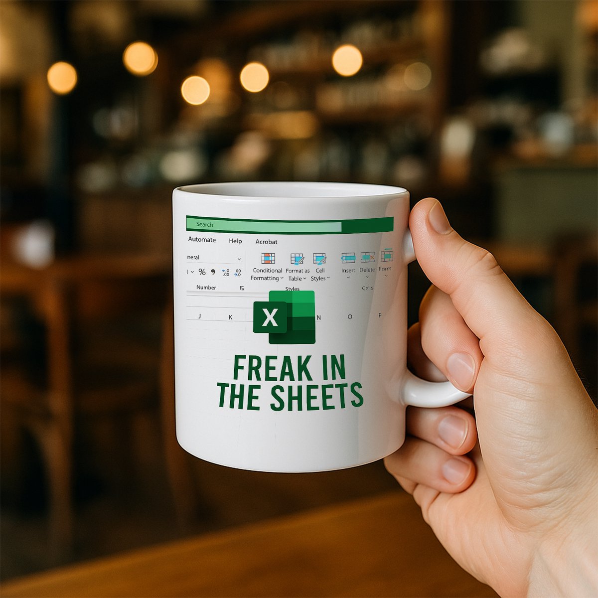 Grappige Excel 'Freak in the Sheets' Mok – Humoristische Koffiemok voor Excel Fans en Spreadsheet Liefhebbers