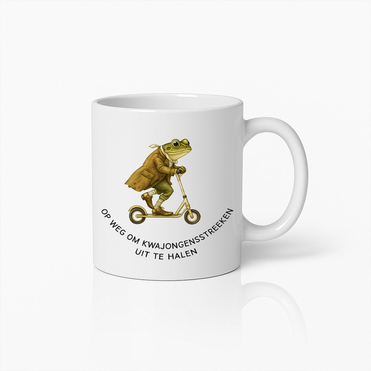 Grappige Kikker Mok – “Op Weg om Kwajongensstreken Uit te Halen”