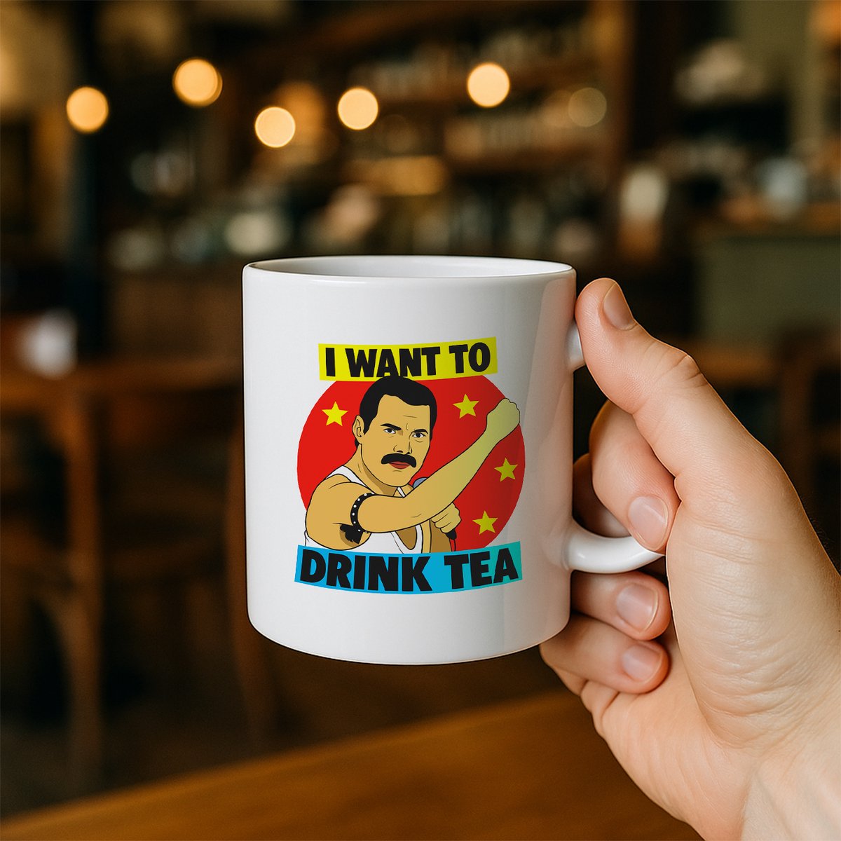 I Want to Drink Tea Mok – Grappige Freddie Mercury Theeliefhebber Cadeau