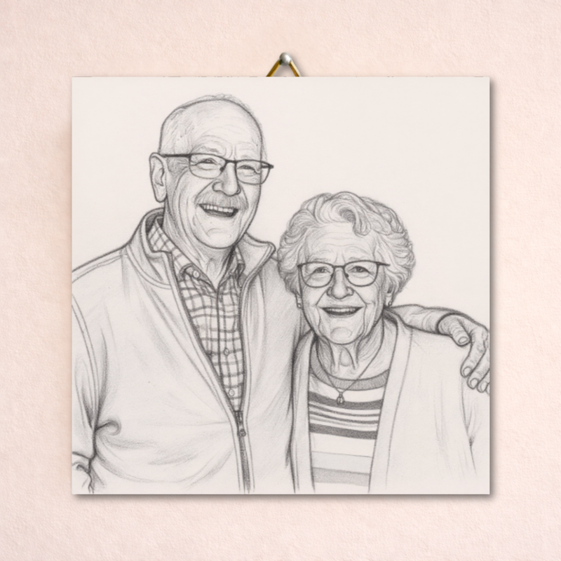 Jouw foto in teken stijl op een tegeltje!