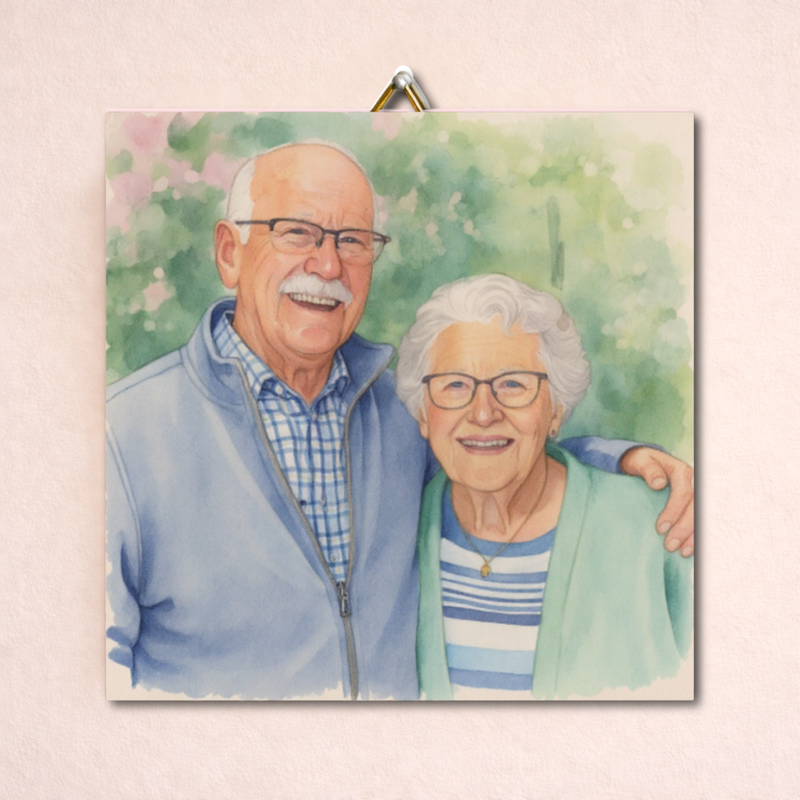 Jouw foto in waterverf style op een tegeltje!