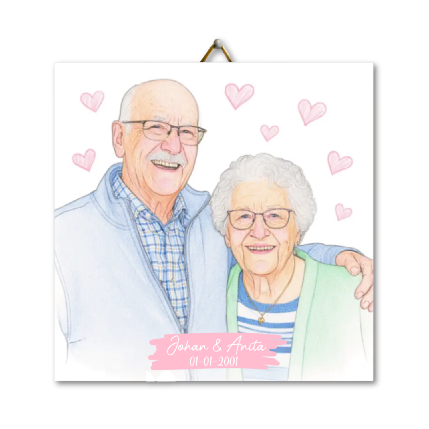 Jouw foto op een valentijns tegeltje in aquarel stijl