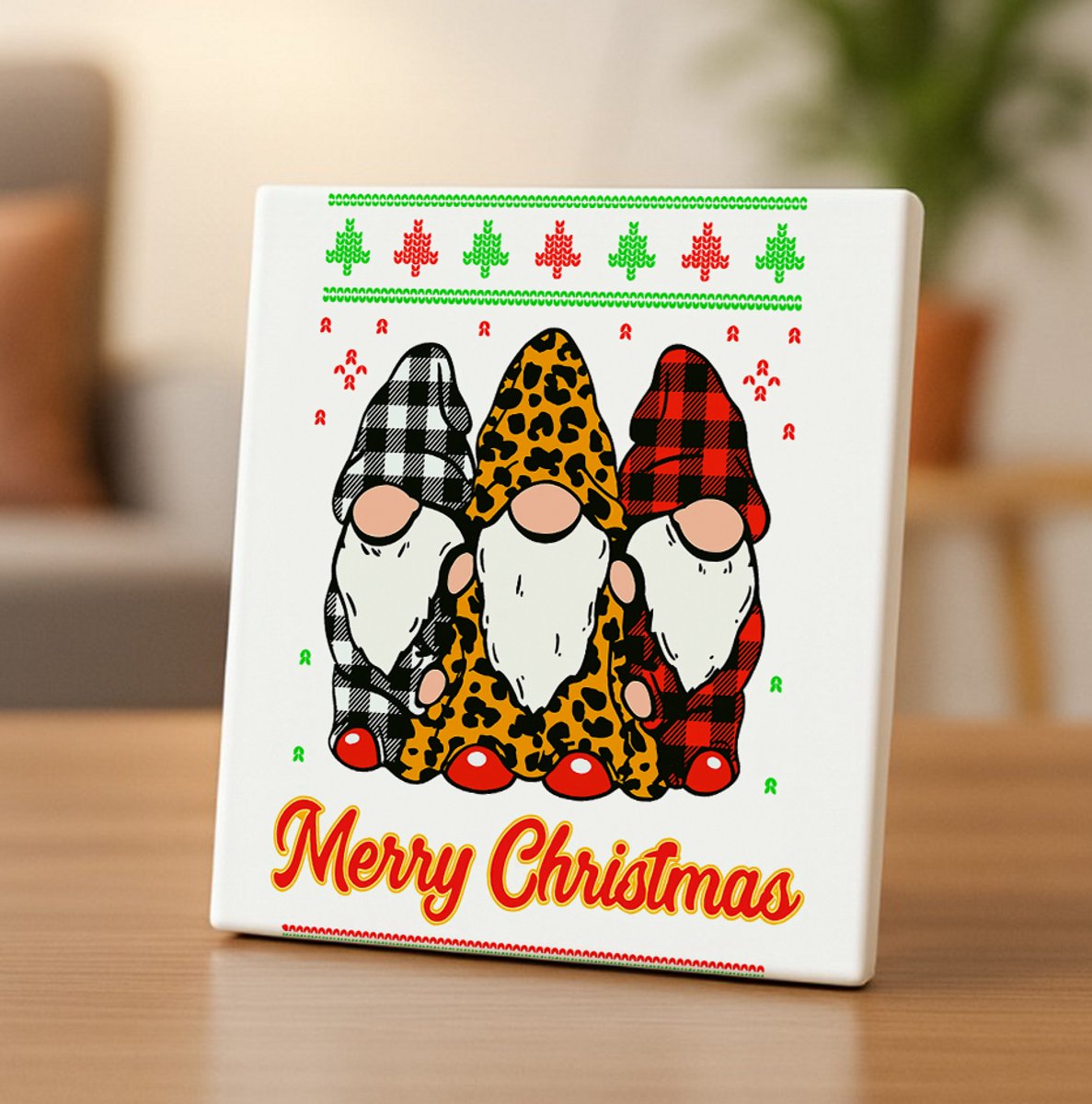 Merry Christmas Kabouters Tegel – 15x15 cm Keramische Wanddecoratie