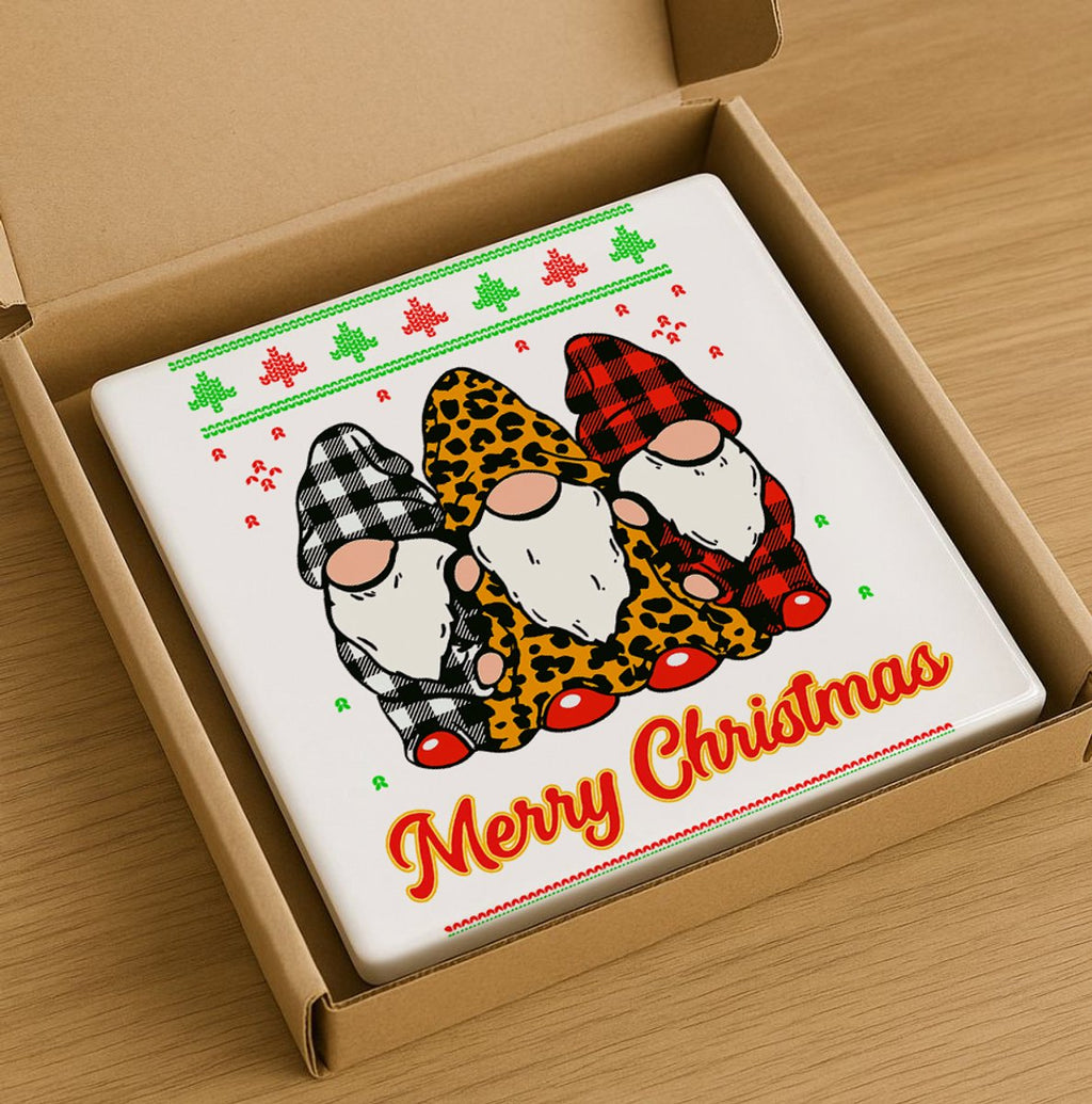 Merry Christmas Kabouters Tegel – 15x15 cm Keramische Wanddecoratie