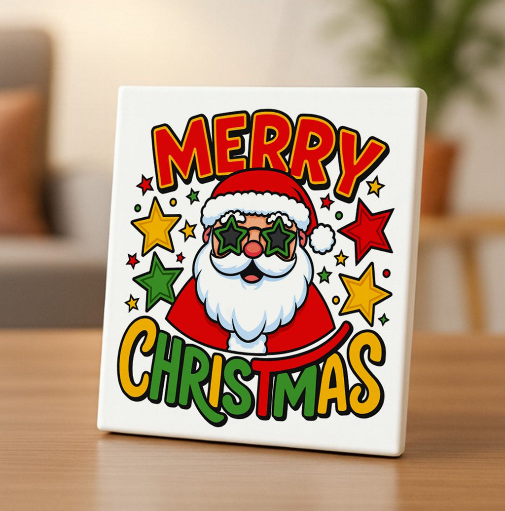 Merry Christmas Kerstman Art Tegel – 15x15cm