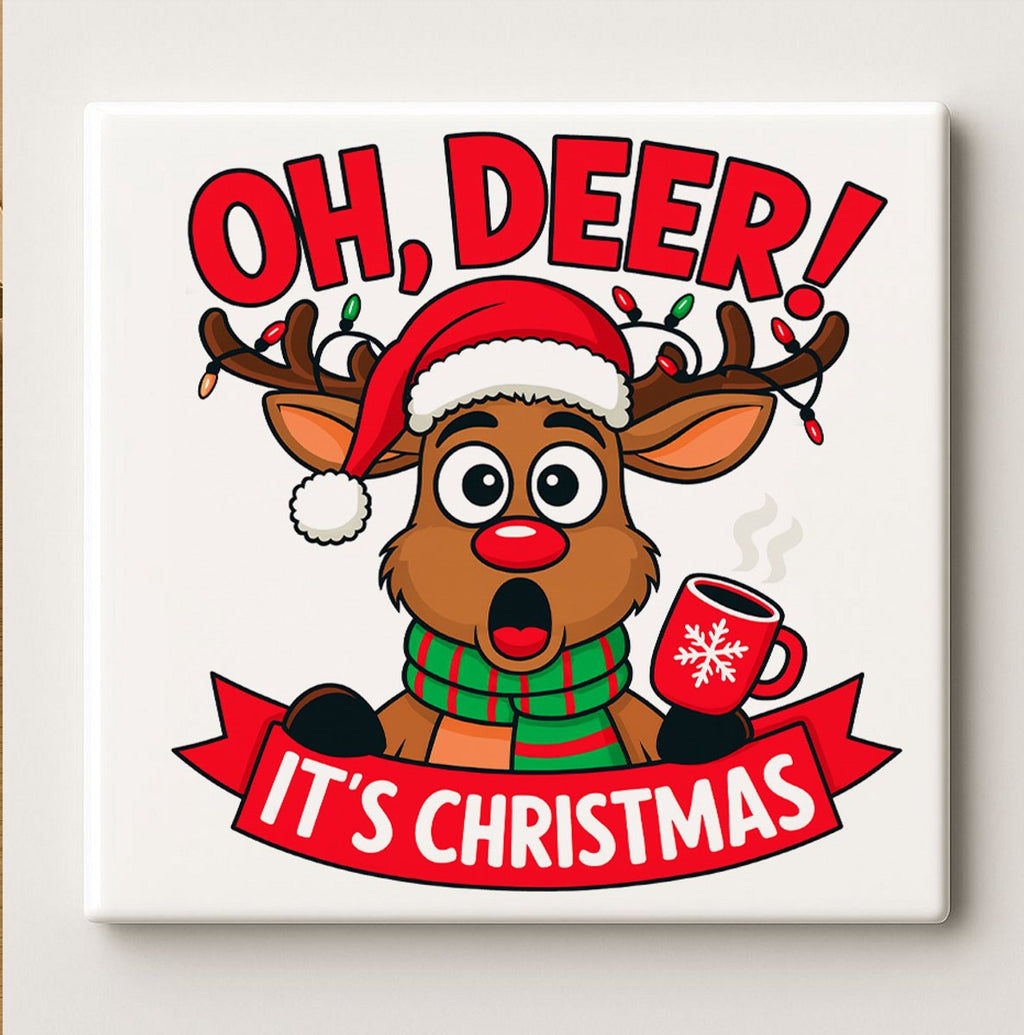 Oh Deer It’s Christmas Rendier Art Tegel – 15x15cm