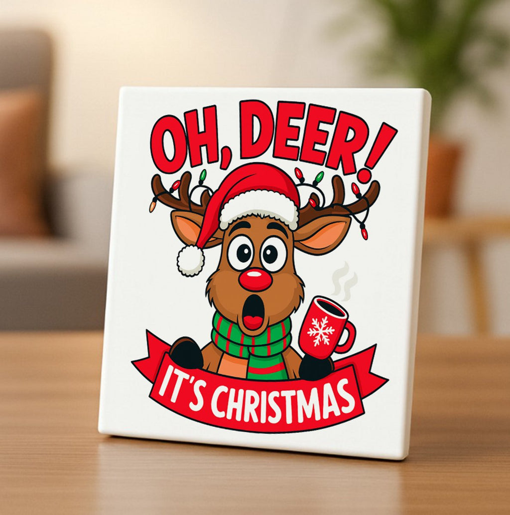 Oh Deer It’s Christmas Rendier Art Tegel – 15x15cm