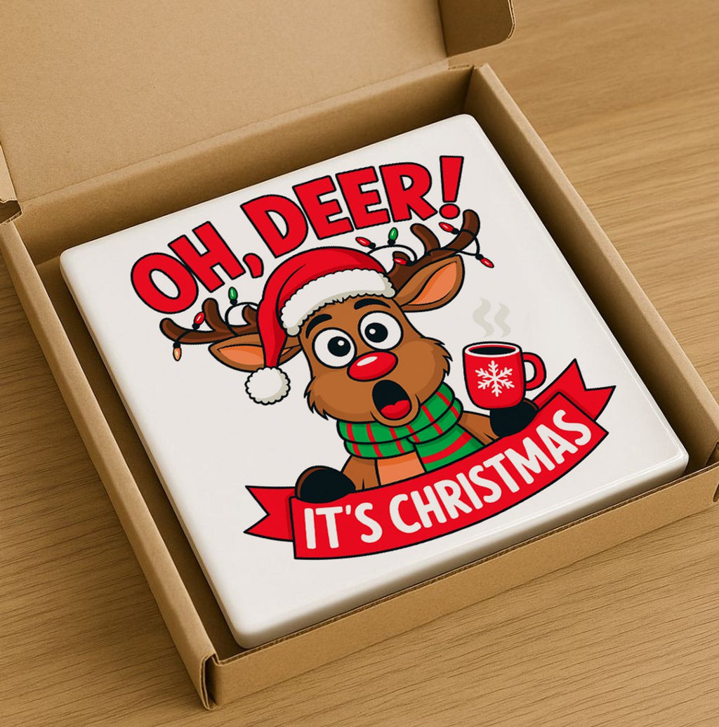 Oh Deer It’s Christmas Rendier Art Tegel – 15x15cm