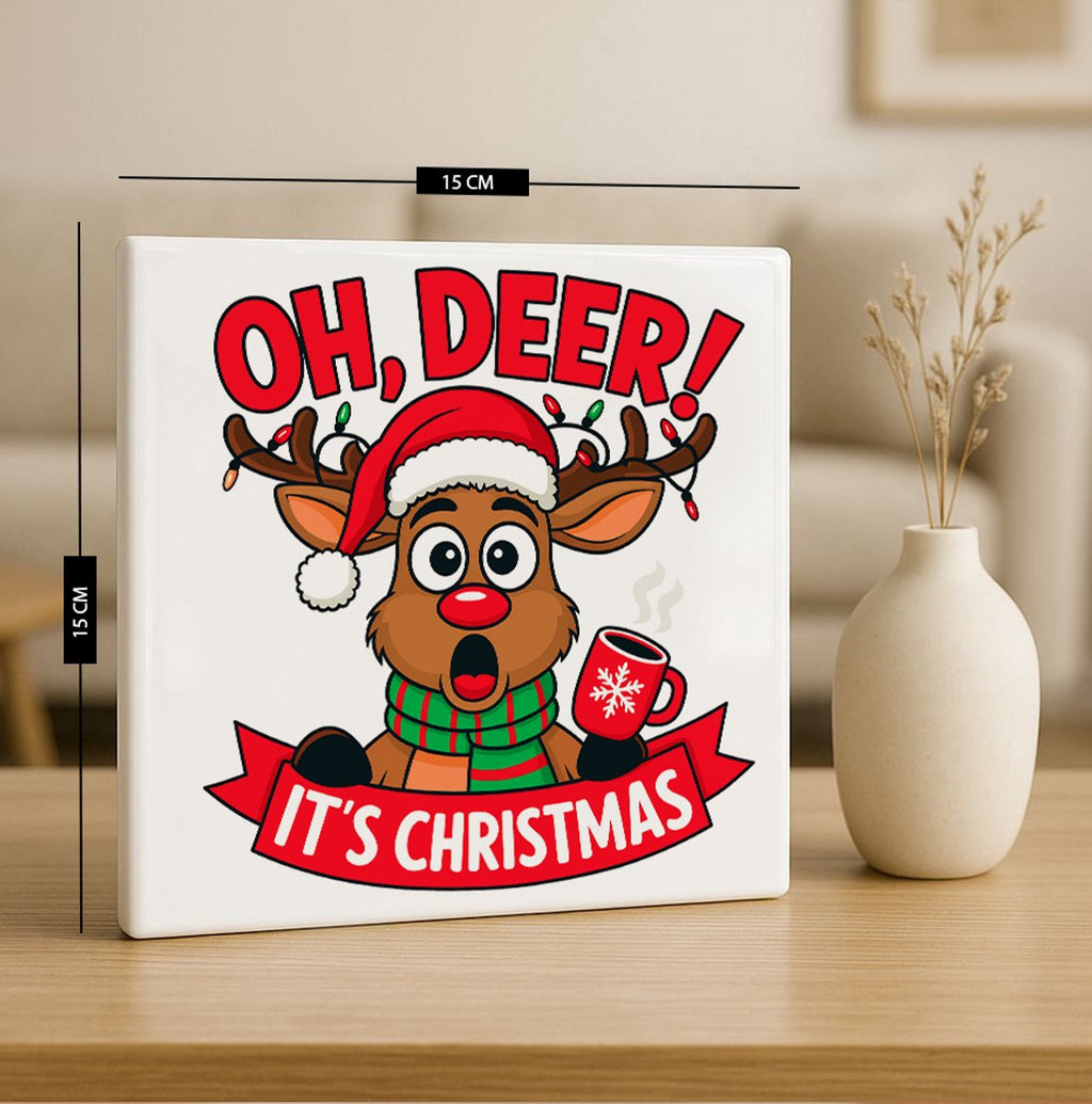 Oh Deer It’s Christmas Rendier Art Tegel – 15x15cm