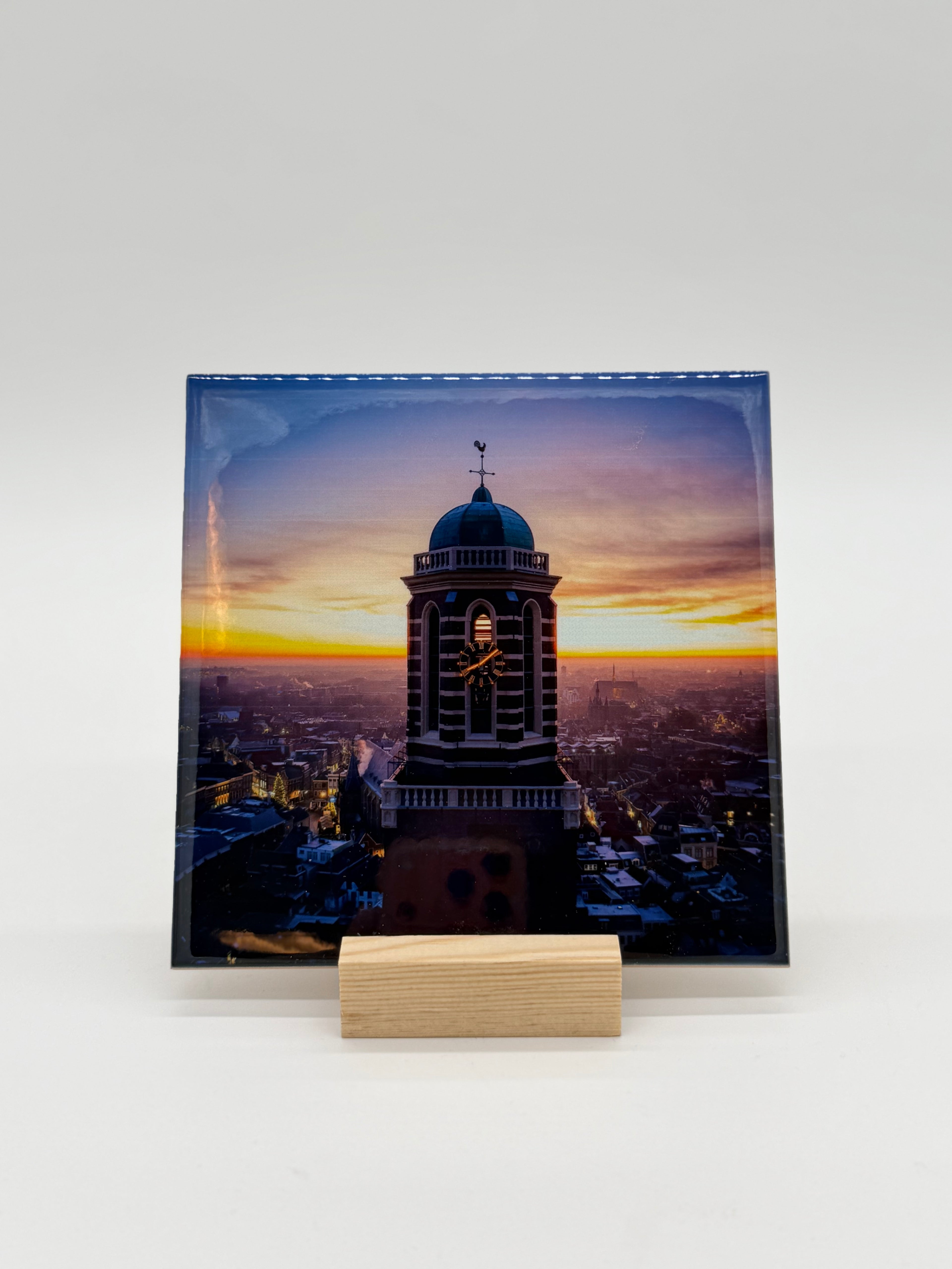 "Peperbus in zonsondergang' tegel (15x15 CM)