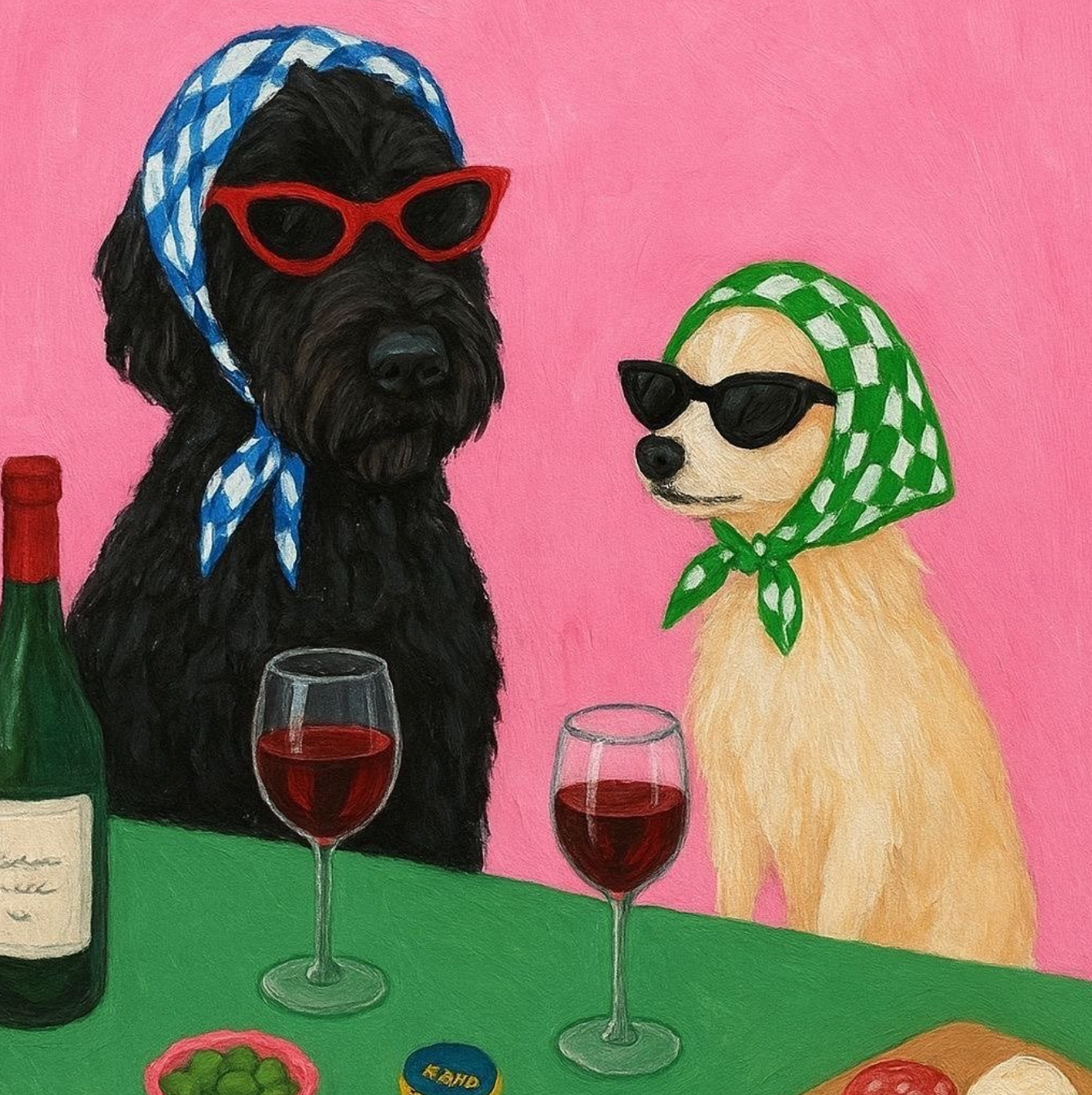 Tegeltje Honden met wijn