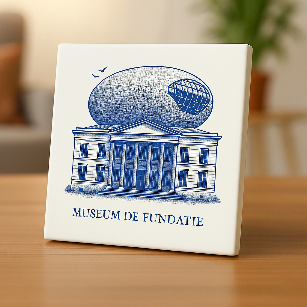 Tegel met Museum de Fundatie - delfts blauw