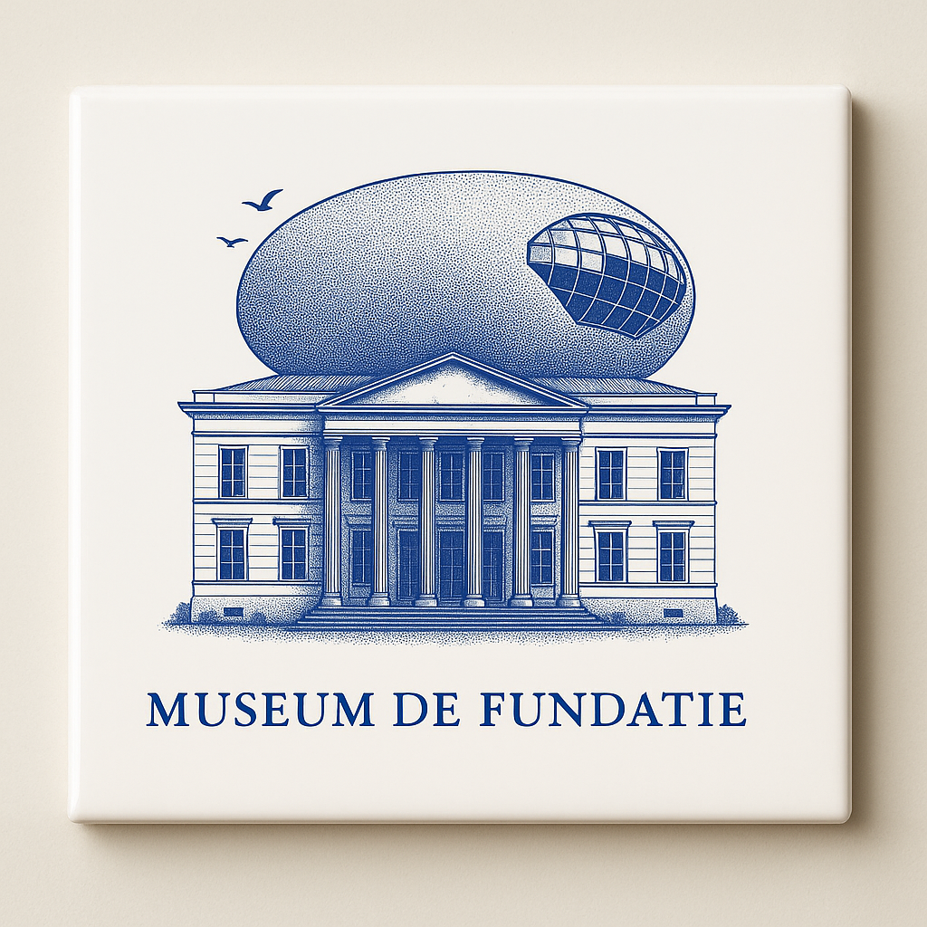 Tegel met Museum de Fundatie - delfts blauw