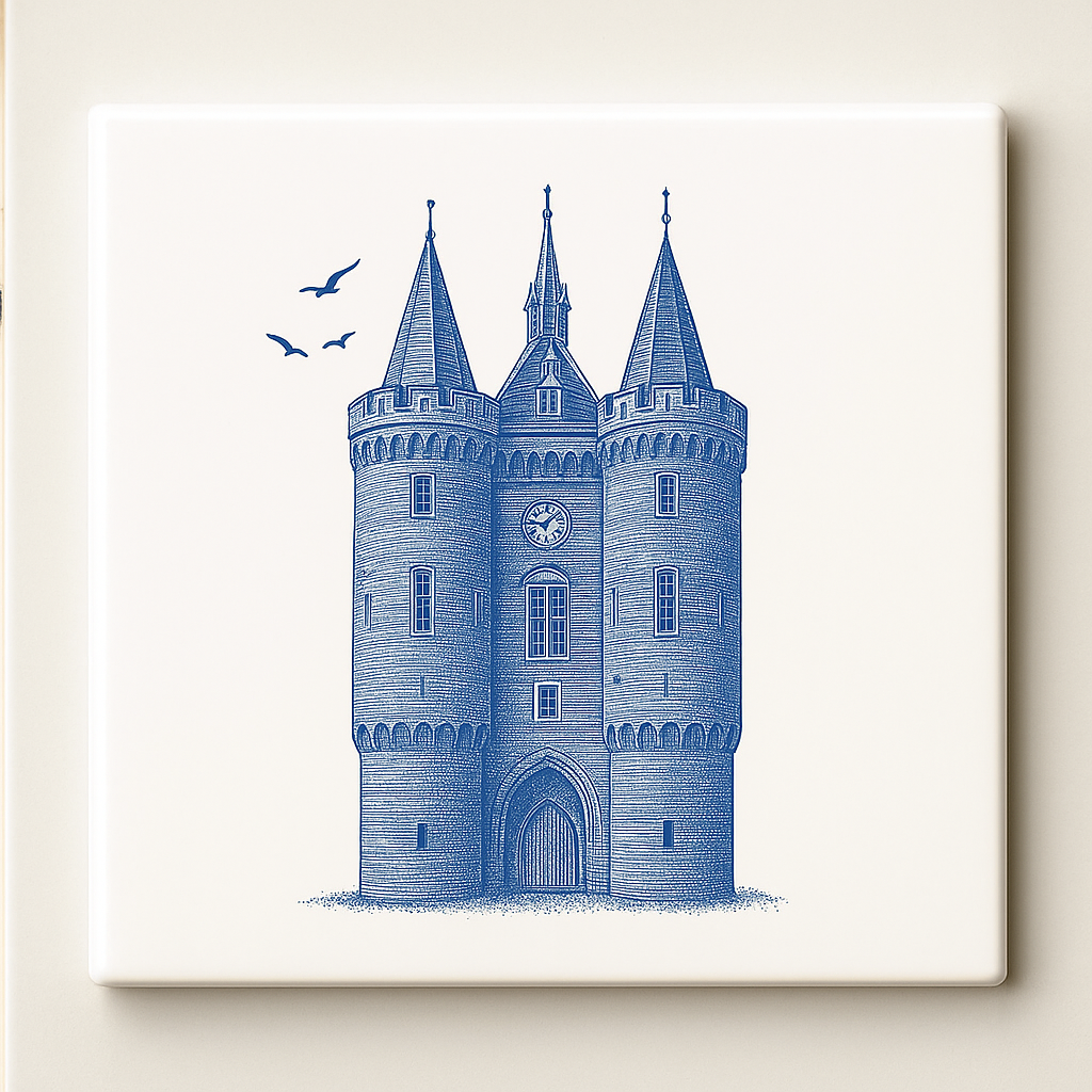 Tegel met Sassenpoort van zwolle - delfts blauw