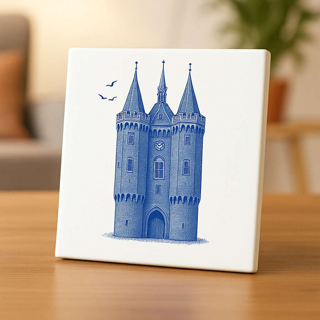 Tegel met Sassenpoort van zwolle - delfts blauw