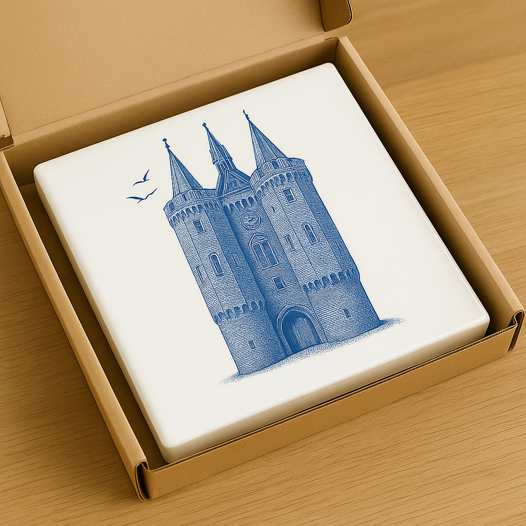 Tegel met Sassenpoort van zwolle - delfts blauw