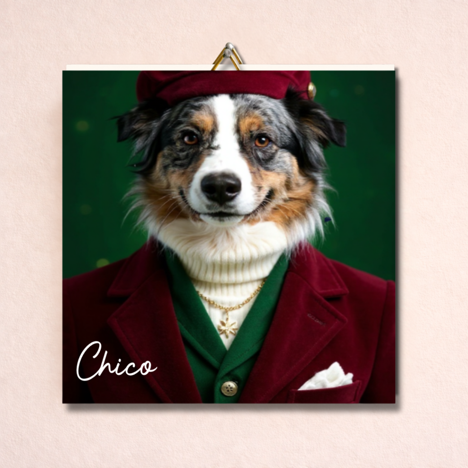 Tegeltje met jouw huisdier in outfit!